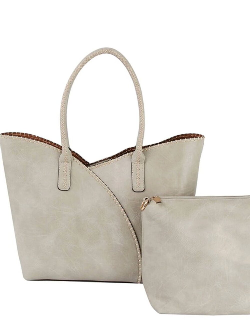 2-in-1 Stitch Trim Detail Shoulder/Tote Bag Set- NWT